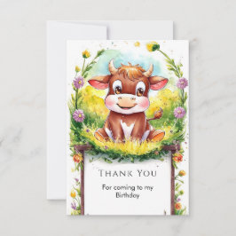 Tarjeta De Agradecimiento Feliz Cumpleaños de Vaca Mágica