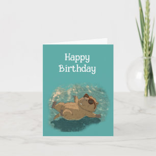 Tarjeta De Agradecimiento Feliz Cumpleaños  divertido carpincho relajándose 