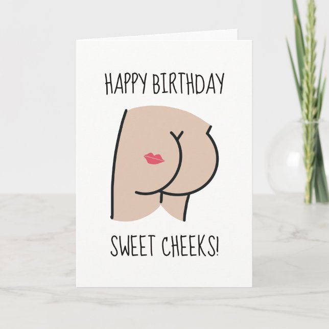 Tarjeta De Agradecimiento Feliz cumpleaños, dulces mejillas, divertida tarje (Anverso)