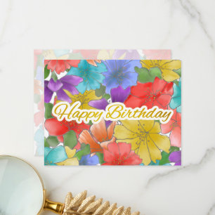 Tarjeta De Agradecimiento Feliz Cumpleaños Flor de Oro