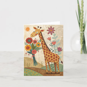 Tarjeta De Agradecimiento Feliz cumpleaños girafa folletos de arte popular c