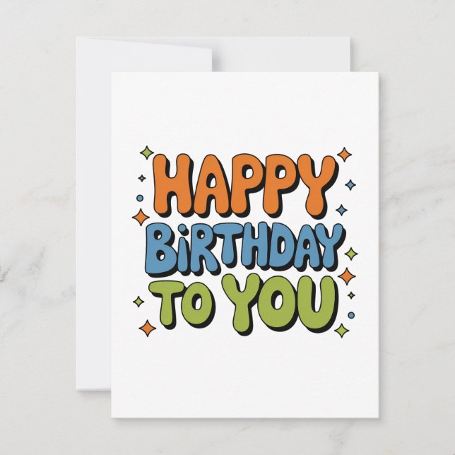 Tarjeta De Agradecimiento Feliz Cumpleaños Groovy (Anverso)