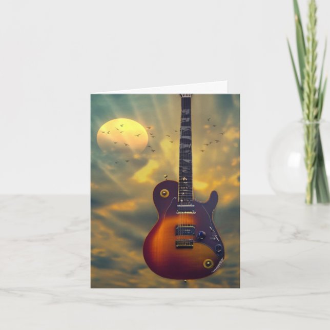 Tarjeta De Agradecimiento Feliz cumpleaños, guitarra eléctrica (Anverso)