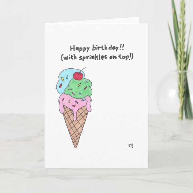 Tarjeta De Agradecimiento Feliz cumpleaños Ice Cream Cone Card (Anverso)