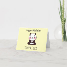 Tarjeta De Agradecimiento Feliz cumpleaños lindo oso panda amarillo