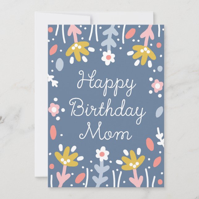 Tarjeta De Agradecimiento Feliz cumpleaños, mamá Floral (Anverso)