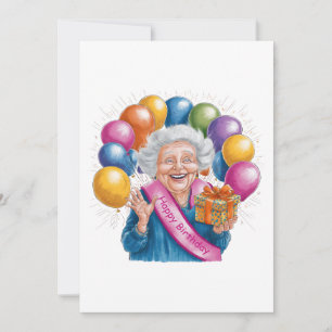 Tarjeta De Agradecimiento Feliz Cumpleaños Nana Divertida