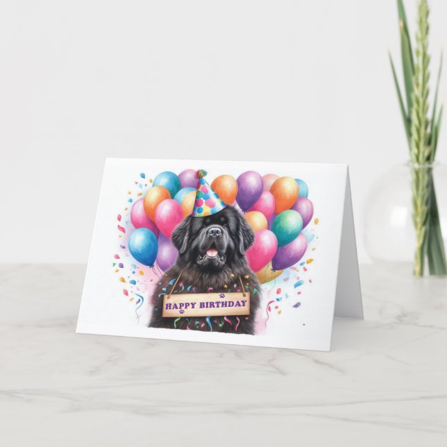 Tarjeta De Agradecimiento Feliz Cumpleaños Newfie (Anverso)