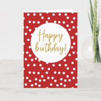 Feliz cumpleaños Red Polkadot Gold Purpurina Lette