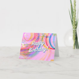 Tarjeta De Agradecimiento ¡Feliz Cumpleaños! Remolinos Coloridos