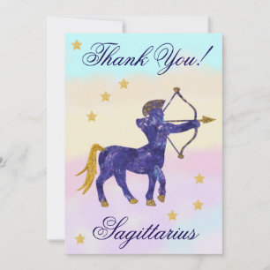 Tarjeta De Agradecimiento Feliz Cumpleaños Sagitario Pintado a Mano Gracias
