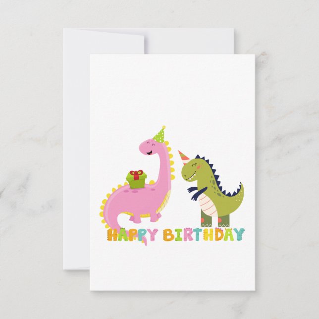 Tarjeta De Agradecimiento Feliz cumpleaños saurus (Anverso)