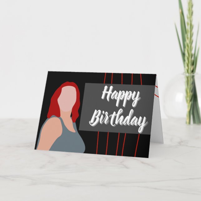 Tarjeta De Agradecimiento Feliz cumpleaños sin pelo rojo (Anverso)