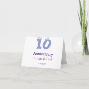 Tarjeta De Agradecimiento Feliz décimo aniversario nombre de boda simple min