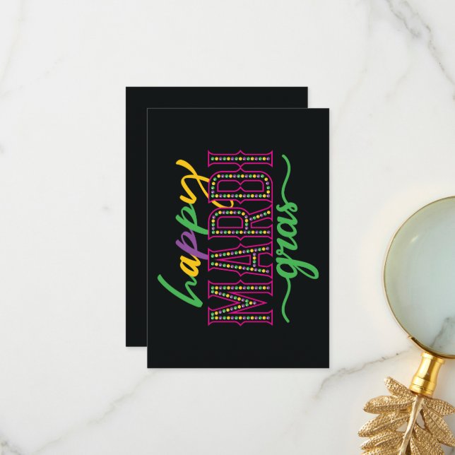 Tarjeta De Agradecimiento Feliz deseo Personalizar del Mardi Gras (Anverso/Reverso In Situ)
