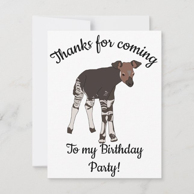 Tarjeta De Agradecimiento Feliz día B a bebé Okapi (Anverso)