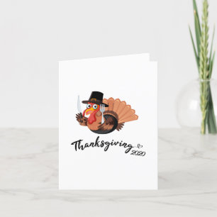 Tarjeta De Agradecimiento Feliz Día de Acción de Gracias 2020 Pavo Divertido