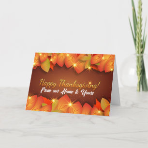 Tarjeta De Agradecimiento Feliz Día de Acción de Gracias desde nuestro hogar