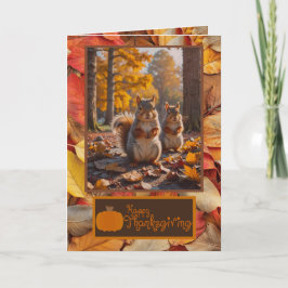 Tarjeta De Agradecimiento Feliz Día de Acción de Gracias Funny Squirrel Card
