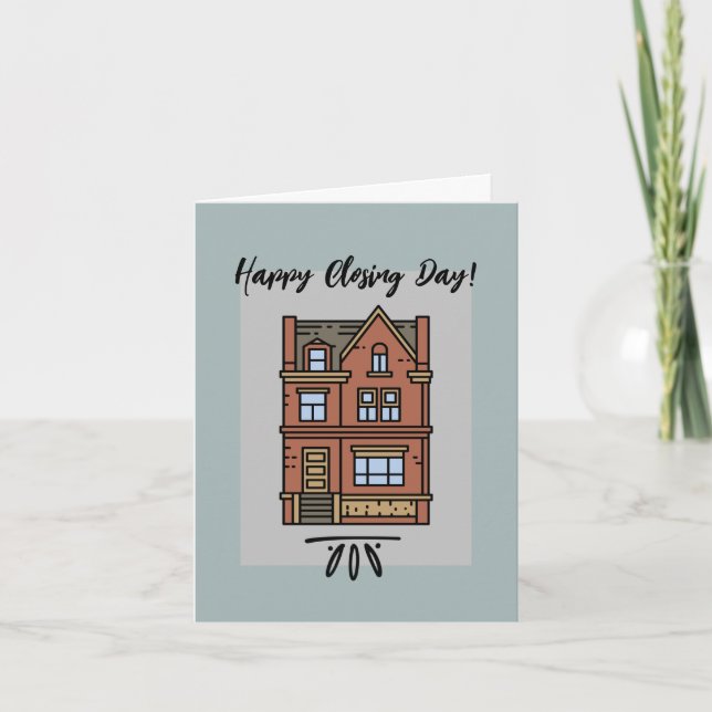 Tarjeta De Agradecimiento Feliz Día de Cierre de la Celebración Inmobiliaria (Anverso)