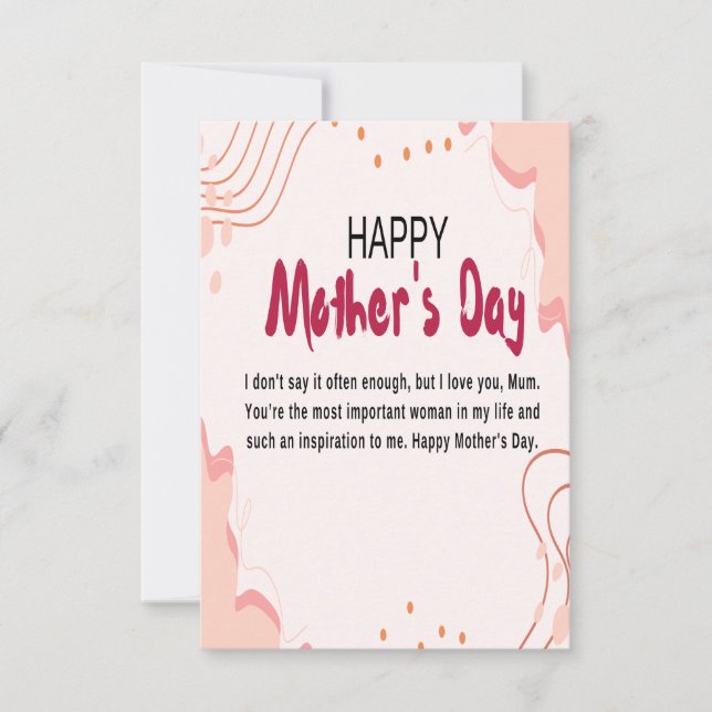 Tarjeta De Agradecimiento feliz día de la madre (Anverso)