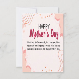 Tarjeta De Agradecimiento feliz día de la madre