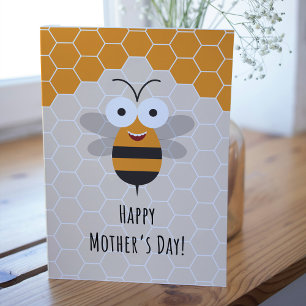 Tarjeta De Agradecimiento Feliz Día de la Madre Cute Honey Bee Panal