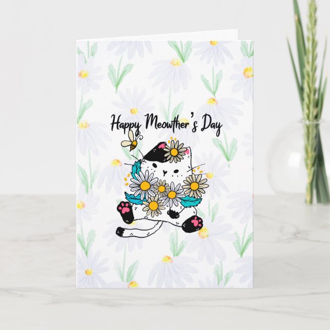 Tarjeta De Agradecimiento Feliz Día de la Madre Día de Gato Gracioso (Anverso)