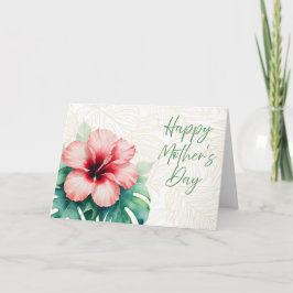 Tarjeta De Agradecimiento Feliz Día de la Madre Hibiscus Watercolor Tropical