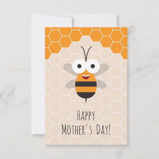 Tarjeta De Agradecimiento Feliz Día de la Madre lindo miel de abeja (Anverso)