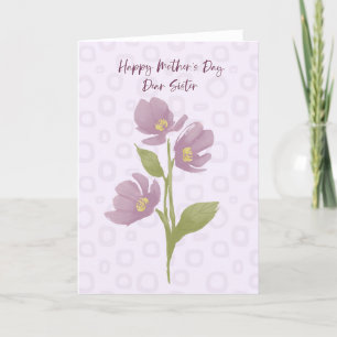 Tarjeta De Agradecimiento Feliz Día de la Madre Querida Hermana Flores Púrpu