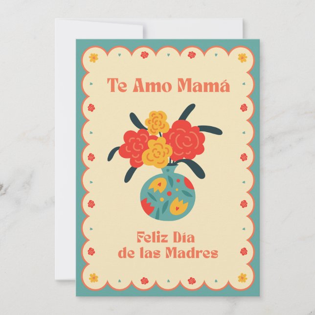 Tarjeta De Agradecimiento Feliz Día de las Madres | Te amo mamá (Anverso)
