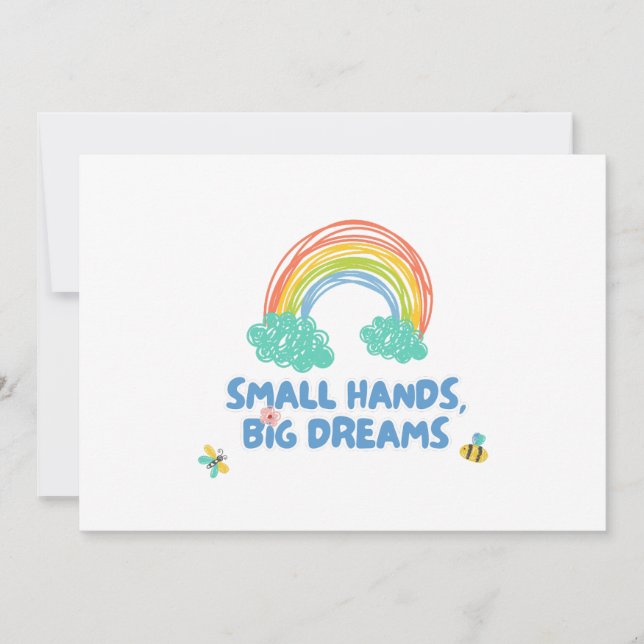 Tarjeta De Agradecimiento Feliz día de los niños Manos pequeñas, grandes sue (Anverso)