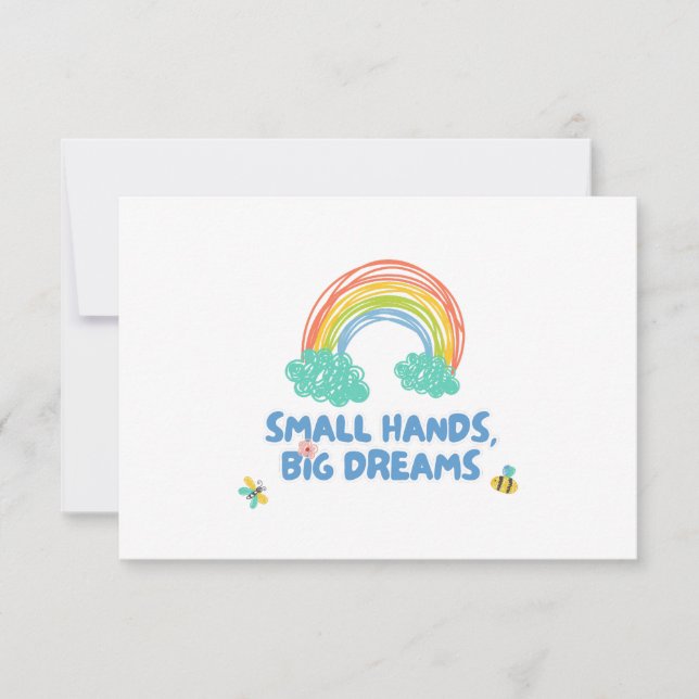 Tarjeta De Agradecimiento Feliz día de los niños Manos pequeñas, grandes sue (Anverso)