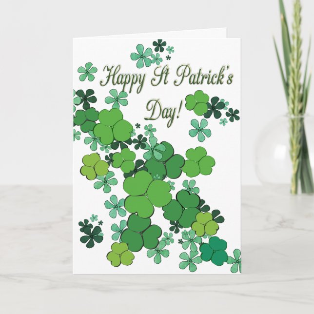 Tarjeta De Agradecimiento Feliz Día de San Patricio Shamrock & Daisies Card (Anverso)