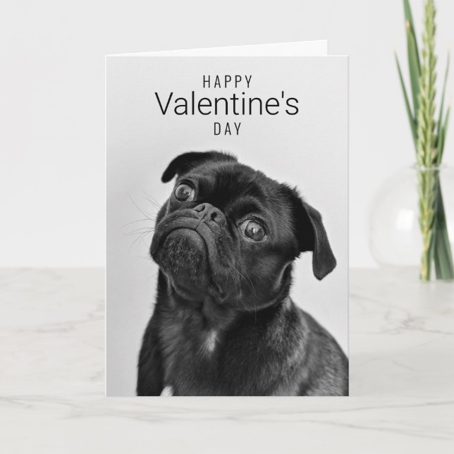 Tarjeta De Agradecimiento Feliz Día de San Valentín | Cara de perro | Añadir (Anverso)