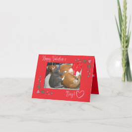 Tarjeta De Agradecimiento Feliz Día de San Valentín, gato y perro