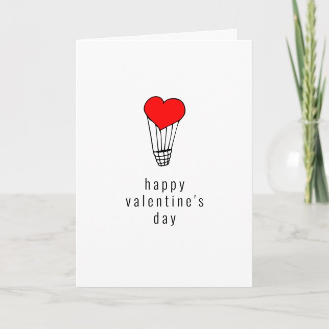 Tarjeta De Agradecimiento Feliz Día de San Valentín | Globo de aire caliente (Anverso)