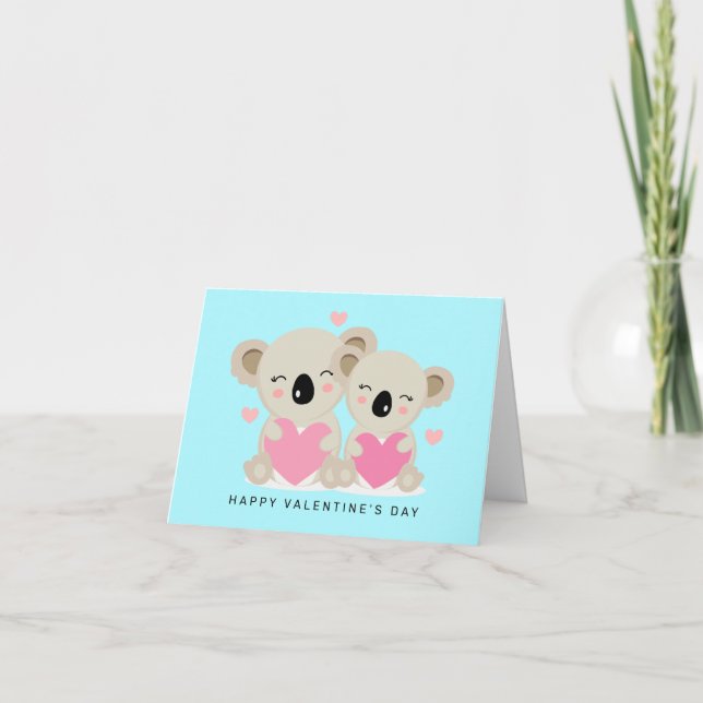Tarjeta De Agradecimiento Feliz Día de San Valentín | Osos de Koala (Anverso)