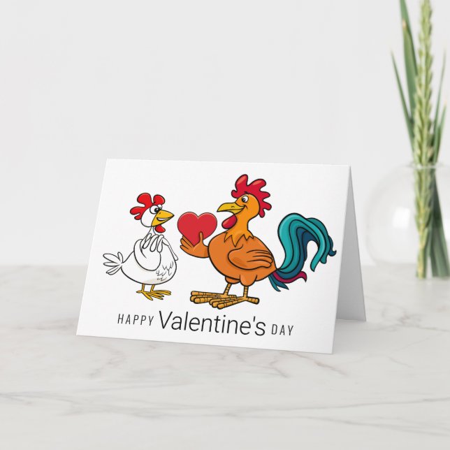 Tarjeta De Agradecimiento Feliz Día de San Valentín | Pareja de pollo (Anverso)