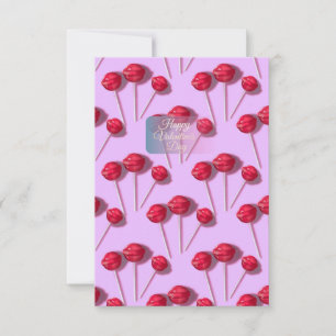 Tarjeta De Agradecimiento Feliz día de San Valentín Patrón de piruleta rosa 