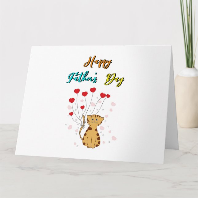 Tarjeta De Agradecimiento Feliz Día del Padre Kitty Papá Regalo Padre Gato P (Anverso)