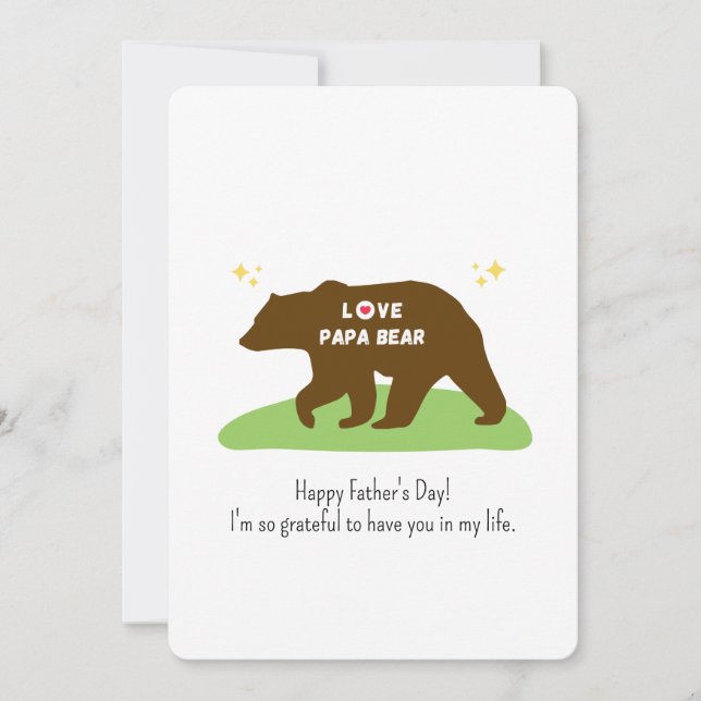 Tarjeta De Agradecimiento Feliz día del padre, oso de papá (Anverso)