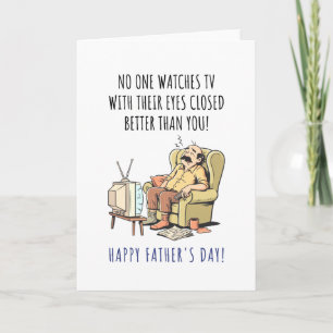 Tarjeta De Agradecimiento Feliz Día del Padre Papá Divertido Durmiendo en Si