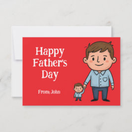 Tarjeta De Agradecimiento Feliz Día del Padre Personalizado papá e hijo rojo