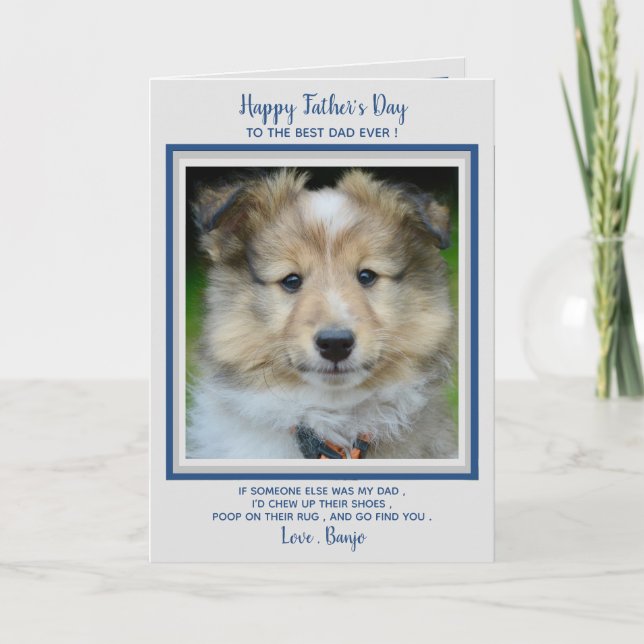 Tarjeta De Agradecimiento Feliz Día del Padre- Un gracioso perro, papá - Fot (Anverso)