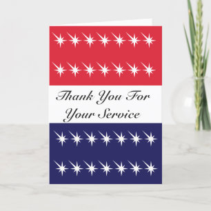 Tarjeta De Agradecimiento Feliz Día del Veterano Rojo Blanco y Azul Gracias 