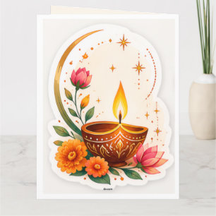 Tarjeta De Agradecimiento Feliz Diwali Diya Tradicional