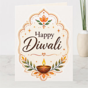 Tarjeta De Agradecimiento Feliz Diwali Diya Tradicional