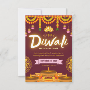 Tarjeta De Agradecimiento Feliz Diwali el festival de la luz